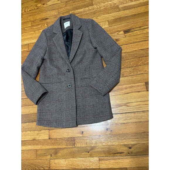 Abercrombie & Fitch Women's Blazer Jacket Size S Tall Brown Glen Check Stretch - Picture 2 of 7